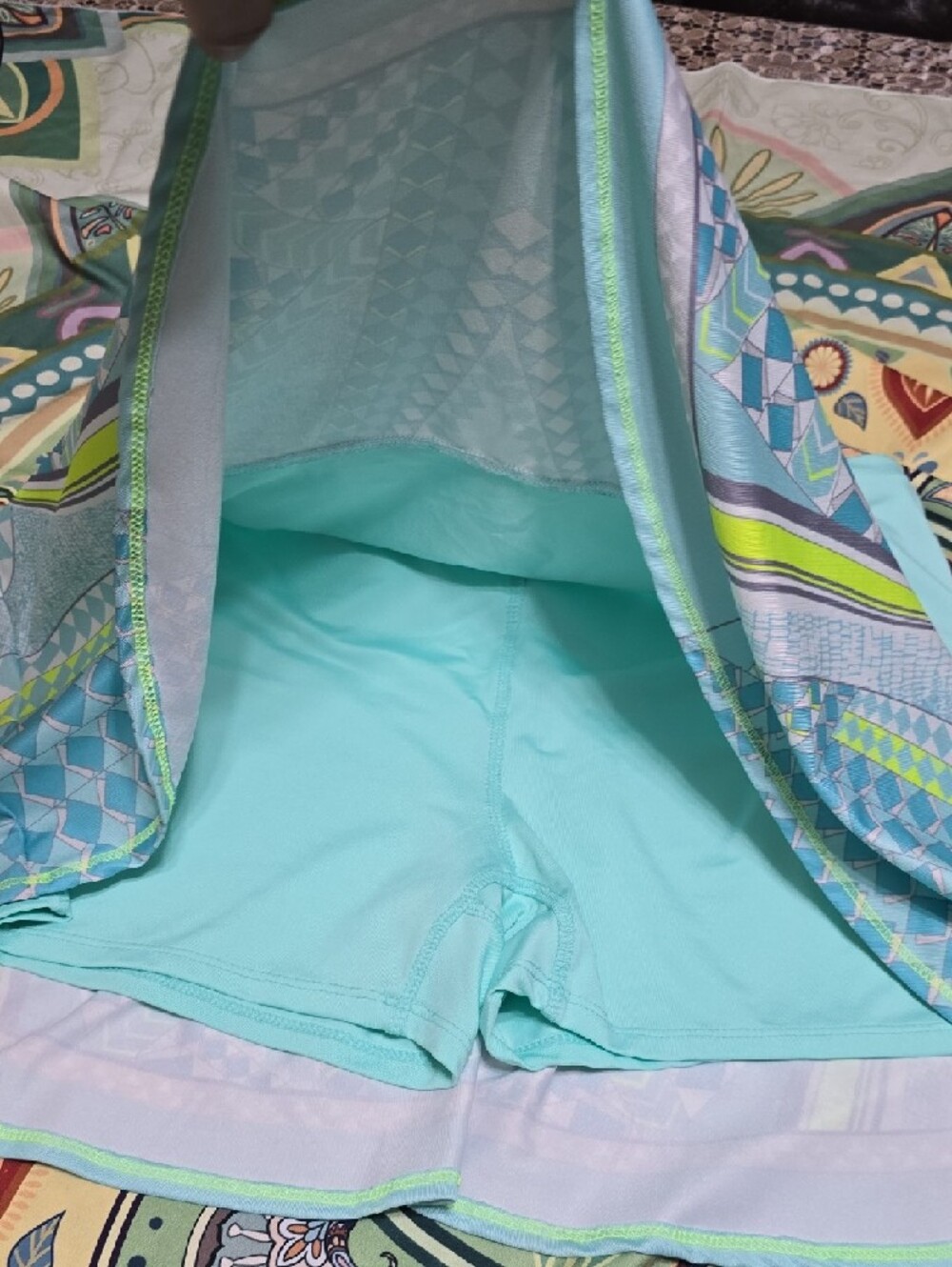 Light Blue Patterned Women's Skirt - Picture 3 of 6